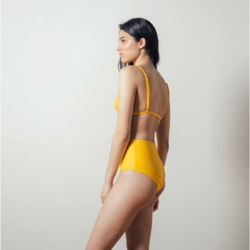 NU Swim Basic High Waist Bikini Bottoms in Yolk Size S